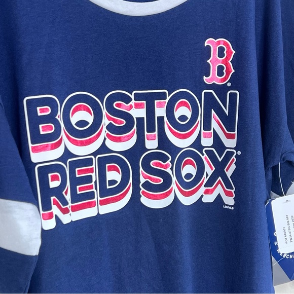 Boston Red Sox Split Hem Metallic Shirt size Medium - Picture 6 of 7